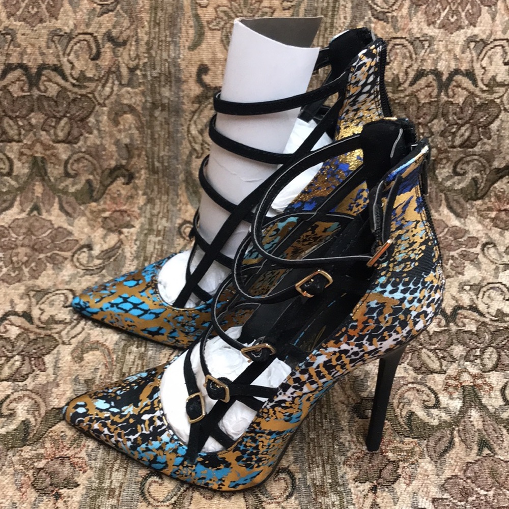 Privileged “Goldie” Multi-Color Strappy Heels – Size 8 - Picture 3 of 8